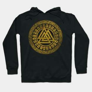 Gold   Valknut Symbol with runes Hoodie